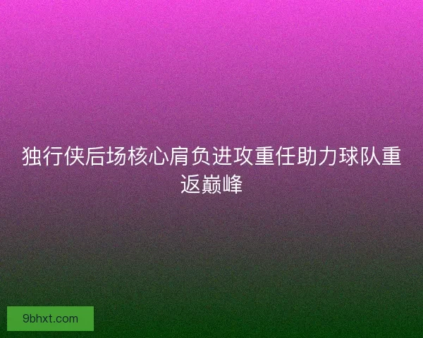 独行侠后场核心肩负进攻重任助力球队重返巅峰
